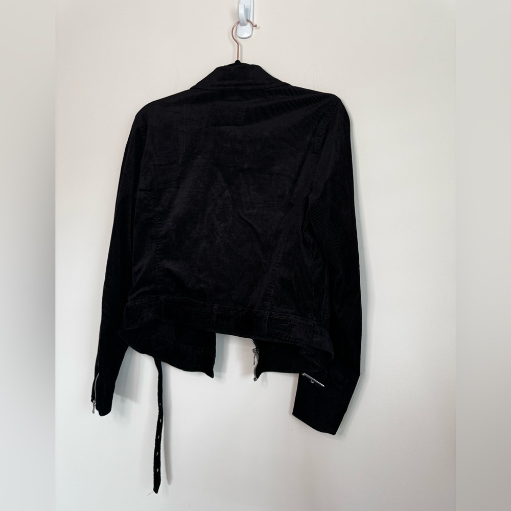 Paige Women's Shanna Black Corduroy Velvet Moto Jacket Size Medium - Picture 3 of 10